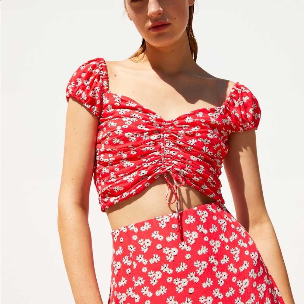 Zara Floral cropped top & skirt